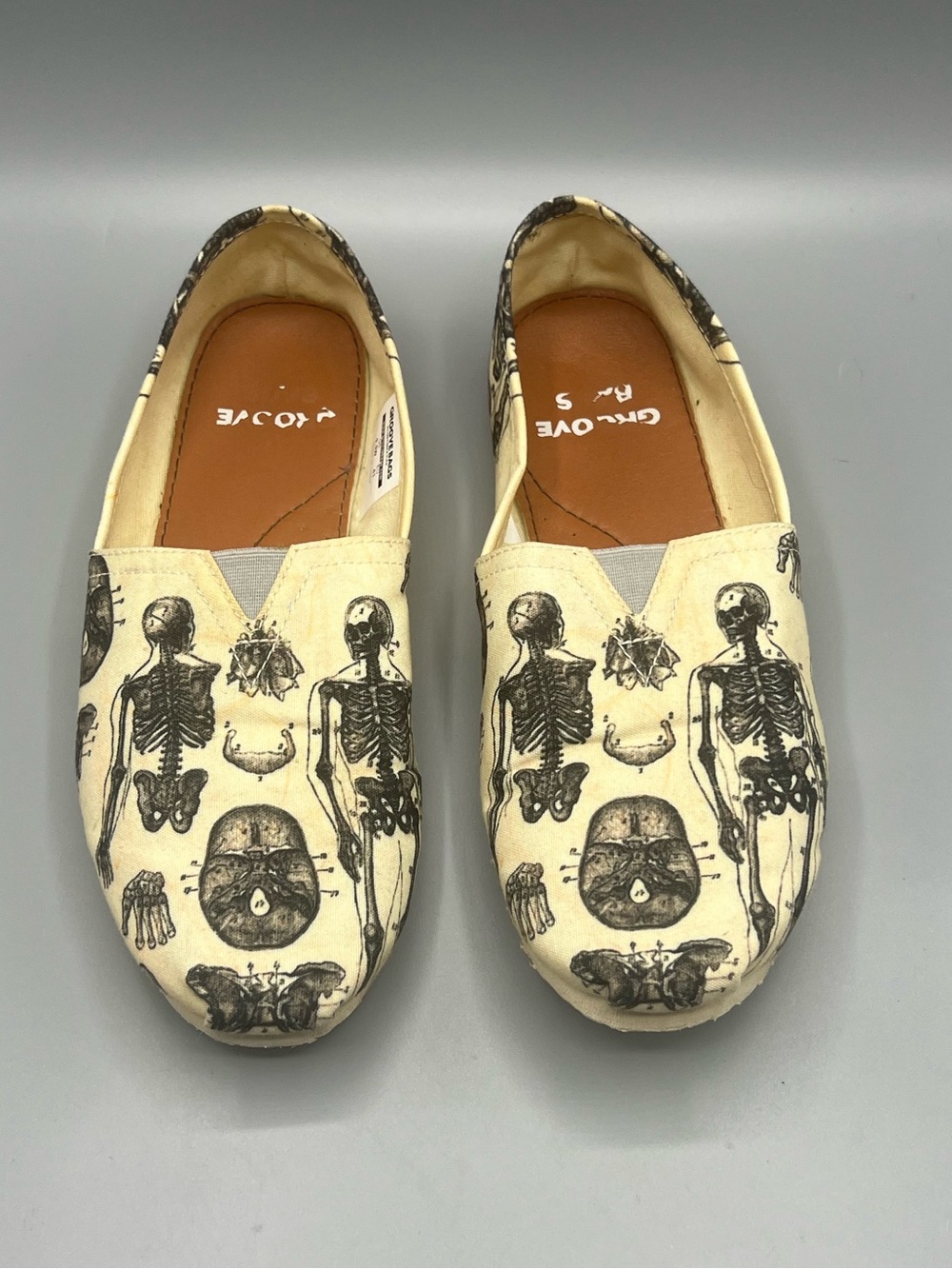 Groove Bags Anatomy Skeleton Casual Canvas Slip On Shoes